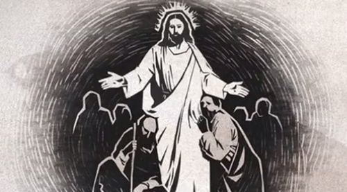 Jezus Christus nodigt met uitgestrekte armen allen uit om tot Hem te komen