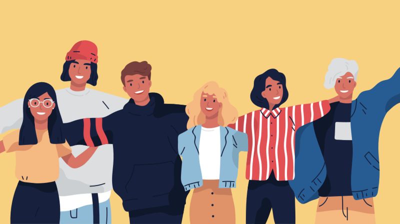 illustratie van tieners die tijd met elkaar doorbrengen